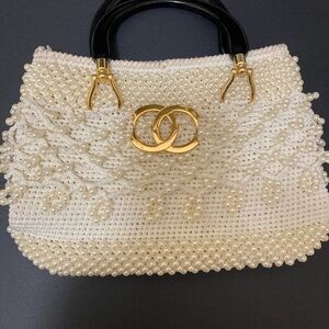 Unique/elegant pearl beaded handbag, designer inspired